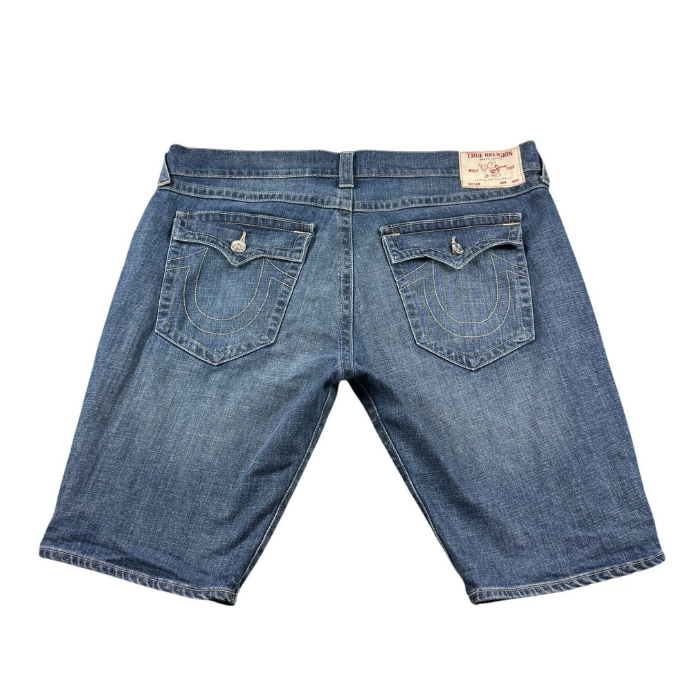 True Religion Geno Relaxed Slim Mens Denim Shorts Blue Size 40